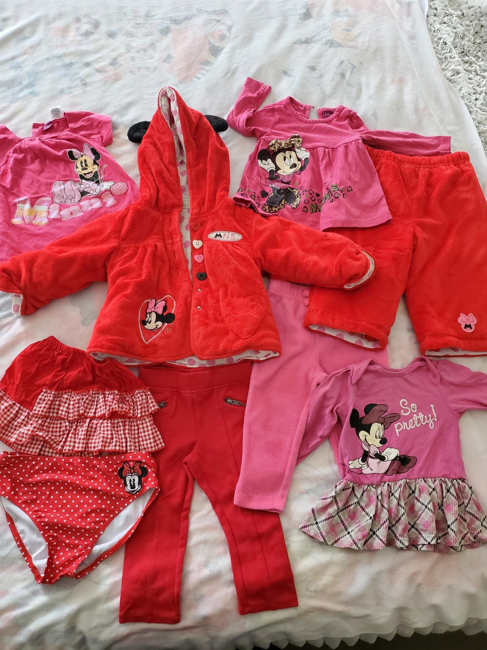Disney Minnie Mouse Pink & Red Girls Bundle - 9 Items